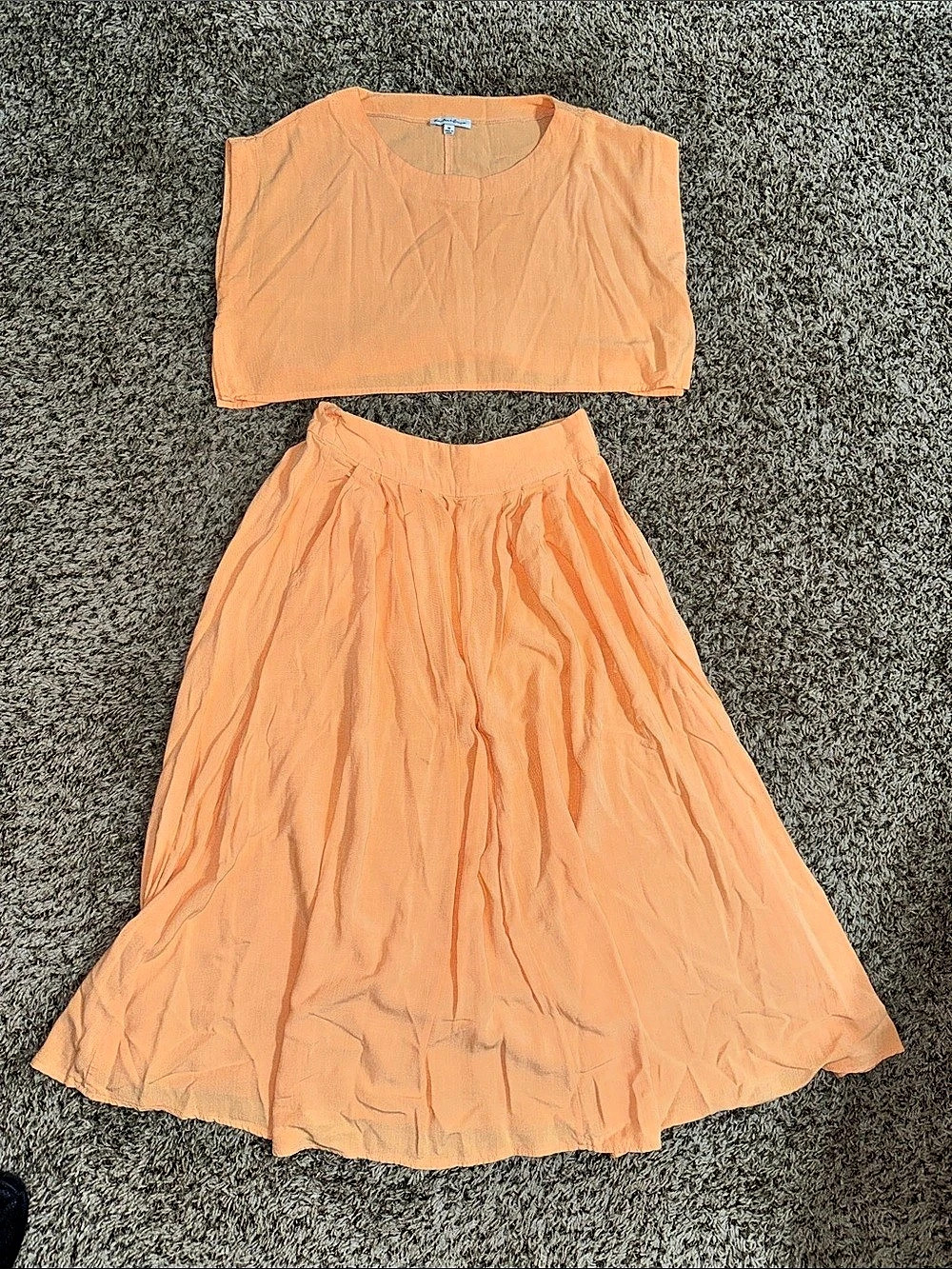 Orange Two-Piece Maxi Skirt Set